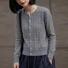 Cárdigan de punto ondulado de lana nuevo para mujer, cuello redondo, corte holgado, otoño/invierno, top versátil, manga larga, estampado, 2026