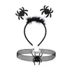 Set de Diadema y Collar para Halloween, Diadema de Telaraña, Accesorios Festivos para Fiesta, Pasadores, Accesorios Populares para el Cabello para Tomar Fotos
