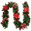 Guirlanda de Natal transfronteiriça 180cm/270cm ornamento de árvore de videira decorações de Natal vermelho e dourado decoração para pendurar na porta