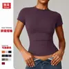 Camiseta Personalizada de Secagem Rápida Roupa de Yoga Manga Curta Fitness Top Cobertura Corrida ao Ar Livre Esportes Manga Curta Feminino 8455