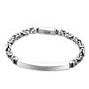Venta al por mayor joyería retro de plata de ley 925 patrón seguro Pulsera para hombre simple brillante tendencia plata tailandesa pulsera de personalidad