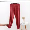 Pantalones de pierna modal sueltos talla grande gordita mm200 Jin pantalones casuales para mujer verano finos cintura alta pierna ancha bombachos anti-mosquitos