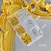 Rejilla de 12 Compartimentos Múltiples Especificaciones Aleación Oro Plata Fondo Plano Clavo Remache Redondo Decoración para Uñas Estampado Leopardo Uñas Portátiles Decoración Metálica