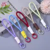 Cordón para teléfono con nudo de paraguas de dopamina, correa de muñeca corta de color block, correa de seguridad tejida para sujetar a mano anti-pérdida, cordón de juguete