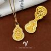 Tienda de Oro Mismo Estilo Calado Abrible Colgante Calabaza Dios de la Riqueza, Popular en Xiaohongshu, Oro Arenado Nuevo Estilo Chino Estilo Nacional Collar de Calabaza