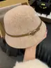 Sombrero de lana con hebilla de cinturón, sombrero de estilo francés para mujer, sombrero de pescador para otoño e invierno, sombrero de cubo, sombrero de dama rica Hepburn