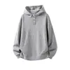 Moletom com capuz e botões estilo americano para homens, design moderno para outono e inverno, jaqueta versátil, moletom de malha casual solto high street