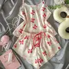 Ropa de Casa Nueva Transfronteriza para Mujer con Sentido del Diseño Conjunto de Pijama Camisola Pijama Creativo con Estampado de Moño Pantalones de Pijama