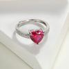 Caibao anel de rubi sintético meninas luz luxo simples incrustado vermelho corindo 3# afiado cristal diamante jóias atacado