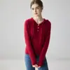 Suéter de Cachemira 2026 Otoño/Invierno Nuevo para Mujer de Manga Larga Botonado Camisa Base Suéter Jersey Elegante Holgado Adelgazante