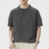 An Yang 2026 Verão Novo Camiseta Solta de Manga Curta Gola Henley Casual Tendência Marca Solta Manga Curta Pesada