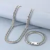 Cadena de látigo de caballo estilo hip-hop, cadena tejida doble con botones de patrón de engranaje cuadrado, juego de pulsera y collar de acero inoxidable