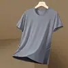 Verano Nueva Camiseta de Manga Corta de Seda de Hielo para Hombre Delgada Casual Suelta Talla Grande Camiseta de Media Manga Cuello Redondo Top de Secado Rápido
