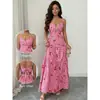 Vestido Camisola Largo de Verano para Mujer, Nuevo, Moderno, Elegante, de Cuadros, con Lazo en la Cintura Ajustada, Multicapa