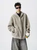 Moletom com Capuz NERNEED Estilo Retrô Americano Cleanfit para Homens e Mulheres Peso Pesado Estilo Preguiçoso Cardigan Listrado Roupa Externa Nenhum