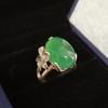 Anillo Casual de Piedras Preciosas para Mujer con Estilo Palacio Abierto, Ágata Verde, Piedra Ojo de Gato Esmeralda, Anillo de Flores a la Moda, Estilo Chino