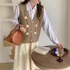 Cardigan Colete de Tricô Bordado Floral com Decote V Estilo Retrô para Mulheres 2026 Primavera Top Colete de Tricô Camada Artística