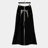 Calça Casual Wide-Leg Preta com Bordado de Slogan para Homem, Estilo Americano High-Street, Calça de Trabalho Solta, Tendência, Ligeiramente Flare, Longa