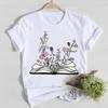 Flores hortícolas patrón de personalidad cuello redondo estampado camiseta blanca manga corta para mujer comercio exterior transfronterizo wish/ebay Amazon