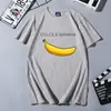 Camiseta Base Blanca de Manga Corta con Cuello Redondo y Letras Blancas con Temática de Frutas de Comercio Exterior para Verano, Camiseta de Mujer Talla Grande con Cuello Redondo para Verano