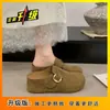 Estilo Coreano Verano Otoño Nuevos Zapatos Birkenstock de Suela Gruesa que Aumentan la Altura, Punta Cerrada, Medias Pantuflas para Mujer, Zapatos Birkenstock Deslizables para Exteriores