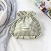 Nova Bolsa de Cordão Xadrez, Bolsa de Armazenamento de Renda de Nicho, Necessaire Multifuncional Portátil, Bolsa de Armazenamento para Pincéis de Maquiagem