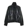 Chaqueta corta de cuero sintético de moda casual estilo europeo y americano, abrigo casual holgado de otoño ajustado