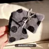 Presilha de Cabelo Triângulo de Pelúcia com Laço Estampa Leopardo Bolinhas para Mulheres, Presilha Grande de Tubarão para Outono e Inverno, Acessório de Cabelo