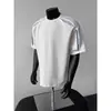 Verano 2025 Nueva Moda Masculina Marca de Tendencia Diseño de Bloques de Color Rayado Cuello Redondo Manga Corta Camiseta Superior