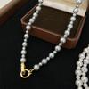 Cadena de Suéter de Perlas Maillard Retro de Lujo Ligero Europeo y Americano Collar de Gama Alta Estilo Largo Moderno Exquisito Versátil