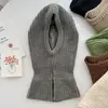 Balaclava da Coreia do Sul chapéu de lã tricotado de inverno cachecol de pescoço à prova de frio para equitação cachecol quente integrado