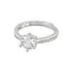 Anel de Diamante Sintético de Um Quilate com Seis Garras, Aliança de Casamento para Casal, Anel Ajustável, Adereço para Cerimônia de Casamento