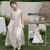 Vestido Floral Sem Mangas de Verão para Meninas 2026 Novo Estilo Vestido Colete de Algodão Estiloso para Meninas Mais Velhas Saia Longa Fina Infantil