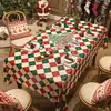Toalha de Mesa de Natal com um Caminho de Mesa Xadrez Vermelho Festivo para Decoração de Mesa de Jantar e Toalha de Mesa para Festa Temática