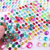 Pegatinas de Cristal de Diamante de Puntos de Colores, Pegatinas de Diseño DIY de Varios Tamaños, Pegatinas Faciales Decorativas de Maquillaje con Adhesivo Trasero