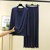 Conjunto de loungewear para mujer de modal con cuello redondo y manga larga, casual, talla grande, pijama ligero que se puede usar como ropa exterior, conjunto de dos piezas de corte holgado