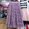 Comercio exterior nuevo cintura elástica color liso malla falda talla grande mujer plisada hilo ondulado falda falda falda