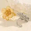Brincos de Orelha Florais Sem Furo, Design de Nicho de Luxo Leve Europeu e Americano, Novos Presilhas de Orelha Flor de Rosa, Brincos Sem Furo para Mulheres