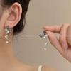 Aretes de mariposa de cristal degradado azul hielo sal de mar de verano, diseño nicho, aretes Mori de perla de imitación, aretes de alta gama