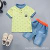 Traje Deportivo de Verano de Manga Corta para Niños Nuevo para Niños Cuello Vertical Estilo Trendy Niños Pequeños y Medianos Ropa de Verano de Dos Piezas para Bebés Exportación