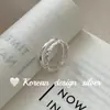 Diseño de Nicho Coreano Anillo Abierto de Alta Gama Anillo Texturizado de Doble Capa de Plata de Ley S925 Versátil para Mujeres de Alta Gama
