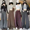 Foto Real de Pantalones de Rayas de Pierna Ancha para Mujer, Diseño de Primavera y Otoño, Corte Holgado, Adelgazante, Cintura Alta, Corte Recto, Caída Suelta, Casual, Pantalones de Longitud Completa