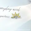 Pendientes de Titanio F-136 Aleación de Titanio Circonia Flor de Loto G23 Titanio Rosca Interna Circonia Labret Piercing Joyería Cabeza