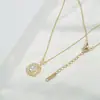Colar Lua Estrela cravejado com zircônia e diamantes femininos design de nicho corrente de clavícula versátil joia Colar Leste