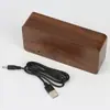 Reloj de Madera LED Inteligente Personalizado Controlado por Voz Luz Suave Despertador Digital de Mesita de Noche Pantalla Dual de Temperatura y Humedad Carga USB Reloj Digital