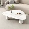 Mesa de centro redonda de mármore para sala de estar em casa, apartamento pequeno, casa alugada, mesa de centro moderna minimalista criativa da moda de luxo leve