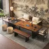 Mesa de té de oficina 2026 nuevo modelo madera de nogal de alta gama mesa de té de madera maciza, mesa de té moderna de lujo ligero de alta gama