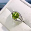 Anillo Popular de Peridoto Natural al por Mayor de Fábrica Plata S925 Incrustado con Piedra Principal 8*8 Joyería de Lujo Venta Directa de Fábrica
