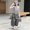Conjunto de Chaleco sin Mangas de Verano Nuevo para Niñas 2026, Conjunto de Dos Piezas Holgado Estilo Coreano Moderno Informal