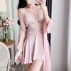 Camisola de Pura Pasión Estilo Francés para Mujer, Conjunto Fresco de Verano de Dos Piezas, Ropa de Dormir Sexy Adelgazante con Cuello en V, Transfronterizo